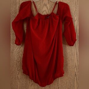 New York & Company Women’s Red Polka Dot Blouse. Size L